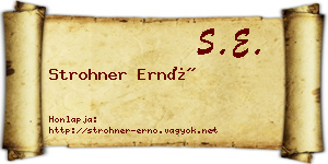 Strohner Ernő névjegykártya
